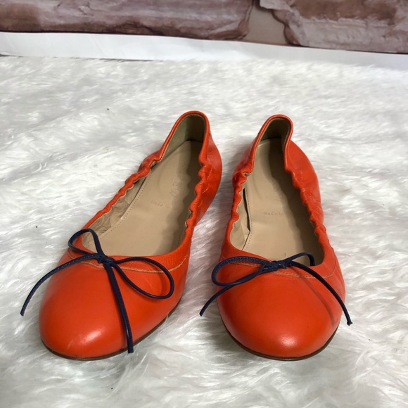 J Crew orange Emma Bow flat shoes size 6.5 - Picture 2 of 7